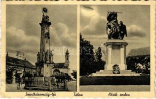 1942 Tolna, Szentháromság tér és szobor, Hősök szobra, emlékmű (EB)