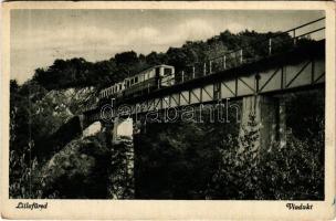 1949 Lillafüred (Miskolc), Viadukt (Állami Erdei Vasút kisvasút hídja), vasúti híd, motorvonat (EK)