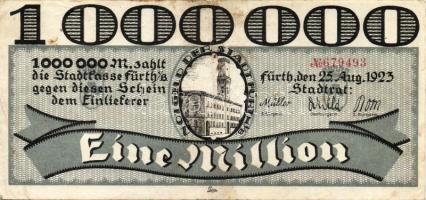 Német Birodalom/Weimari Köztársaság/Fürth 1923.8.25. 1000.000M piros sorszámmal T:III