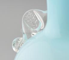 Üveg váza. Több rétegű, formába öntött, szál díszítéses, hibátlan. 20 cm