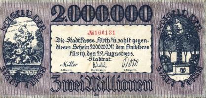 Német Birodalom/Weimari Köztársaság/Fürth 1923.8.29. 2000.000M T:III