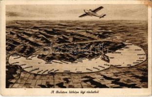 Balaton, látkép légi távlatból, hidroplán, térkép (EK)