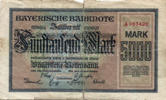 Német Birodalom/Weimari Köztársaság/München 1922.12.1. 5000M T:IV