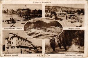Révfülöp, Vihar a Balatonon, Hajóállomás, Ivanics penzió, Balaton-parti sétány (b)