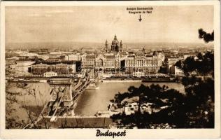 Budapest, Lánchíd. Magyar Kereskedelmi Bank reklámja franciául (EK)