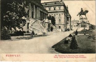 1906 Budapest I. Királyi vár, Főherceg Jenő szobor (ázott sarkak / wet corners)