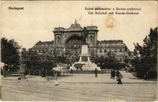 1917 Budapest VII. Keleti pályaudvar, vasútállomás, Baross szobor (felületi sérülés / surface damage)