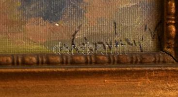 Kolozsváry Kamilló (1936-2008): Lovaskocsi. Olaj, vászon, jelzett, fa keretben, 24×32 cm