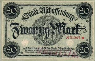 Német Birodalom/Weimari Köztársaság/Aschaffenburg DN 20M hivatalos érvénytelenítéssel T:II