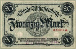 Német Birodalom/Weimari Köztársaság/Aschaffenburg DN 20M hivatalos érvénytelenítéssel T:II