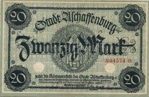 Német Birodalom/Weimari Köztársaság/Aschaffenburg DN 20M hivatalos érvénytelenítéssel T:II