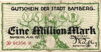 Német Birodalom/Weimari Köztársaság/Bamberg 1923.8. 1000.000M T:III