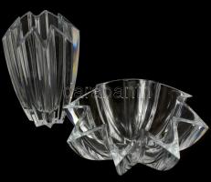 Dekoratív kristály váza és kínáló tál, jelzettek, minimális kopással, m: 24,5 cm és d: 30 cm