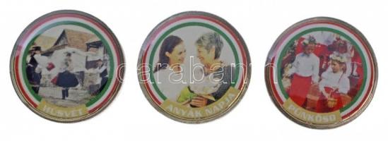 2002- 1E (3x) hátoldalán festett multicolor "Hagyomány és ünnep - Pünkösd, Húsvét, Anyák napja" T:2 Hungary 2002- 1 Euro (3x) multicolor, in Hungarian languange "Tradition and Holiday - Pentecost, Easter, Mother's day" C:XF