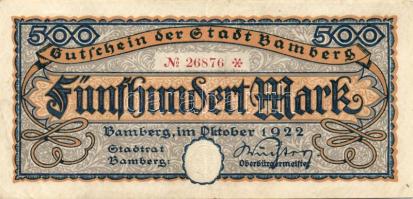 Német Birodalom/Weimari Köztársaság/Bamberg 1922. 500M T:II