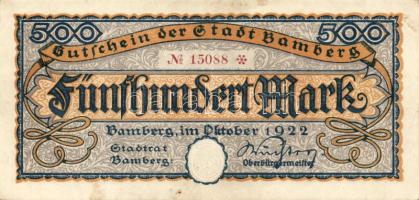 Német Birodalom/Weimari Köztársaság/Bamberg 1922. 500M T:II