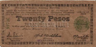 Fülöp szigetek/japán megszállás/gerilla kiadások 1941-44. 1P (4x) 2klf, 20P (2x) T:II,II,III,IV