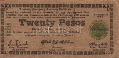 Fülöp szigetek/japán megszállás/gerilla kiadások 1941-44. 1P (4x) 2klf, 20P (2x) T:II,II,III,IV