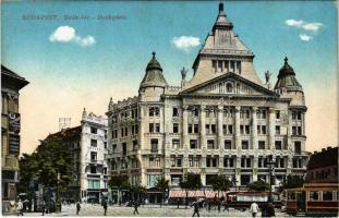 Budapest VI. Anker palota a Deák téren, villamosok, Smith premier írógépek, Ekker üzlete, Ranschburg Márk, Weiner A. üzlete
