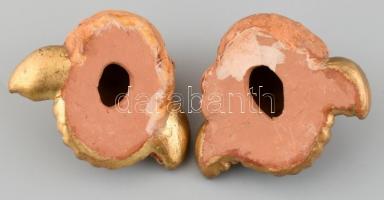 Kerámia angyalfej, 2 db, kézzel festett, apró kopásnyomokkal, jelzés nélkül, 7x9x5,5 cm