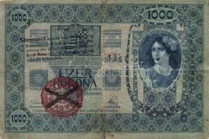 1902. 1000K piros "Magyarország" körbélyegző andráskereszttel + "Stempel wurde von......