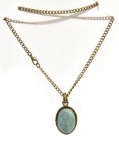 Türkiz medálos fém nyaklánc, h: 56 cm