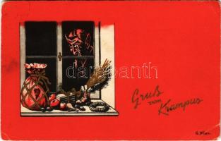 1949 Gruss vom Krampus / Krampus art postcard. H.B. Wien OFS 133. s: G. Milan (EB)