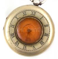 Ezüst (Ag) tokos kulcsos zsebóra, díszes tokkal és szép állapotú, működő szerkezettel, másodpercmuta...