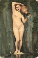 Die Quelle / Erotic nude lady art postcard. Stengel s: J. A. D. Ingres (EM)
