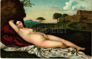 Schlummernde Venus / Erotic nude lady art postcard. Stengel s: Giorgione (EK)