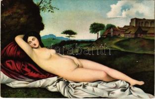Schlummernde Venus / Erotic nude lady art postcard. Stengel s: Giorgione
