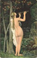 Charmeuse / Erotic nude lady art postcard. Stengel s: Gleyre