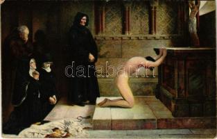 Die Entsagung / Erotic nude lady art postcard. Stengel s: Calderon (EK)