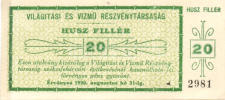 Budapest 1919. "Ganz Törzsgyár" 1K T:II+ + Székesfehérvár 1920. "Világítási és Vírmű Részvénytársaság" 20f, 30f, 50f, 1K, 2K, 5K T:I