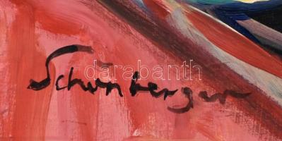 Schönberger jelzéssel: Asztalnál. Olaj, farost. 70x50 cm