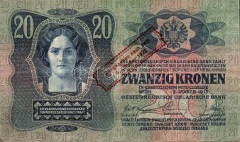 1913. 20K (2x) piros "Ausgegeben nach dem 4. Oktober 1920" bélyegzővel T:II/III