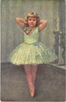 Die kleine Künstlerin / Children art postcard s: Frant. Klimes