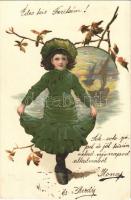 1900 Children art postcard. Art Nouveau, litho (Rb)