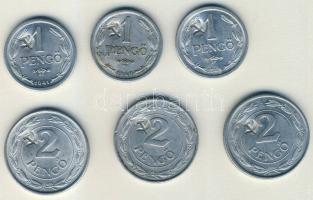 1941-44. 1P (3x) + 2P (3x) "sarló-kalapács" ellenjeggyel T:2,3