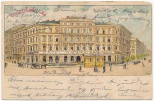 1899 Budapest VI. Oktogon, Café Abbazia kávéház. Kosmos litho s: Geiger (fa)