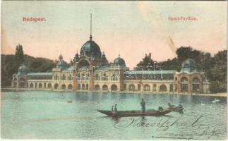 1905 Budapest XIV. Városliget, Sport pavilon, csónakázók. M.T. és F.I. Koch és Pór 512. (fl)