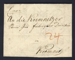 1818. Levél 24 kr portóval Comorn - Kremntitz