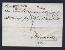 1849. Havienda trieszti biztosító pozsonyi főügynökségének franco levele Kremntitzbe