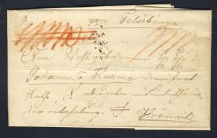 1844. Levél 18 kr portóval Felsőbánya - Kremntitz