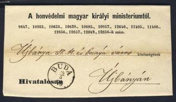 1870. Katonaszökevények listáját tartalmazó levél a Honvédelmi Minisztériumtól "BUDA" - Újbánya