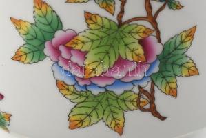 Herendi Viktória mintás, kos fejes kaspó. Kézzel festett, jelzett, kopásokkal, kisebb foltokkal, d: ...