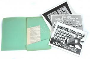 1966-1984 Lékai János Hajózási Szakközépiskola levelező tagozatának 3 db tabló fotója, a sarkokon törésnyomokkal, 24x30 cm és 24x30,5 cm közötti méretben + NVD 36-U motor üzemzavar elhárítása, 8 p.+ Szakmai szint felülvizsgálata. A hajós szakma munkaterülete, 12 p.