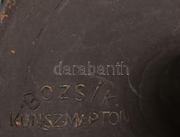 Bozsik Kunszentmárton, díszváza, kézzel festett mázas kerámia, jelzett, apró lepattanásokkal, m: 25,...