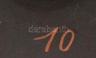 Bozsik Kunszentmárton, díszváza, kézzel festett mázas kerámia, jelzett, apró lepattanásokkal, m: 25,...