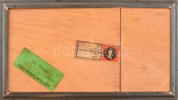 Iparművész réz zenélő doboz fa betéttel és plasztikus kagyló díszítéssel, zenélő gépezet nem működik...